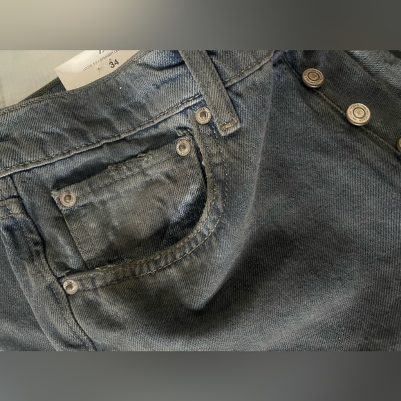 NWT ZARA SIGNATURE DENIM THE LOOSE FIT IN DISTRESSED RESIN STRAIGHT LEG EU34/US2 - Picture 6 of 15